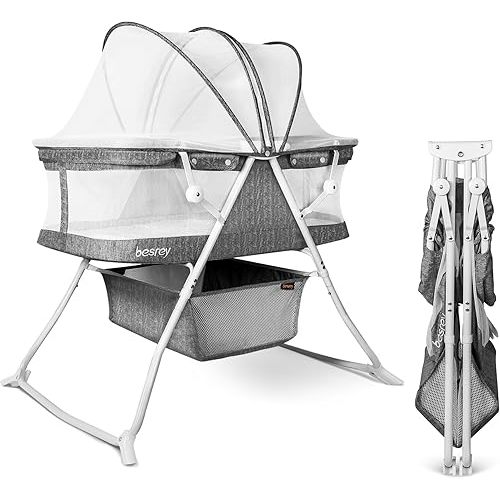 besrey Baby Bassinet, 3-in-1 Portable Foldable Crib for Newborn Infant
