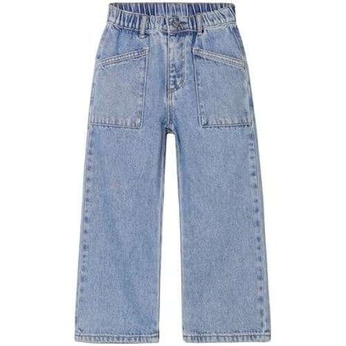 KIDSCOOL SPACE Baby Girls Boys Jeans, 12M-5T Little Kids Ribbed Waist with D-Rings Denim Pants