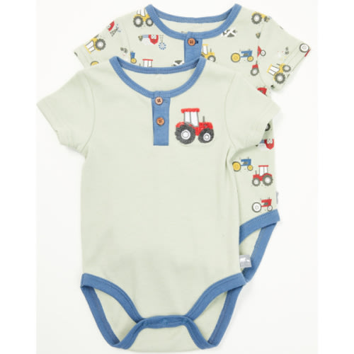 Rugged Bear Infant Boys' Farm Print Onesies - 2 Pack