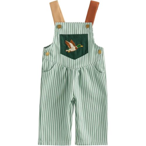 Toddler Baby Boy Striped Jumpsuits Duck/Bear Sleeveless Overalls