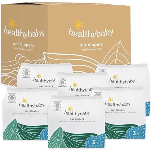 Our Diapers | The First EWG Verified & Microbiome-Friendly Diaper | 12-Hour Leak Protection | Made with Organic Cotton & Plant-Derived Materials | Totally Chlorine Free | Size 3 (16-28 lbs) 168 Count