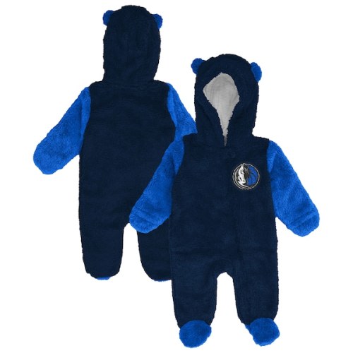 Infant & Newborn Dallas Mavericks Outerstuff Navy Stay Napping Fleece Bunting Full-Zip Hooded Sleeper
