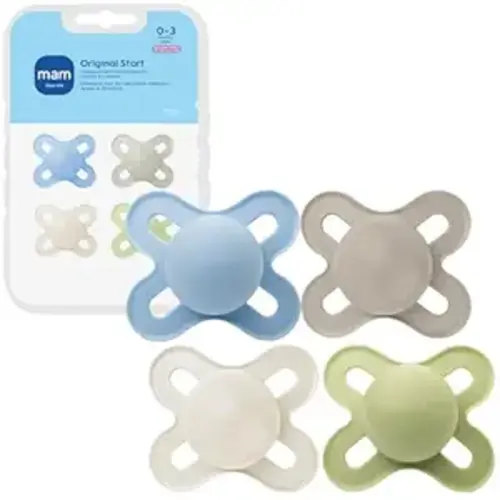 MAM Original Start Matte Baby Pacifiers 0-3 Months Newborns, BPA-Free Skin Soft Silicone Nipple, Developed with Medical Experts, Easy to Clean, 4 Count