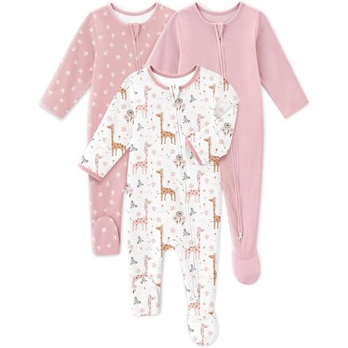 Baby Sleepers 3 Pack Cotton Pajamas for Newborn 0-3 3-6 6-9 Months Boys Girls Clothes Sleep 'N Play Footie PJs