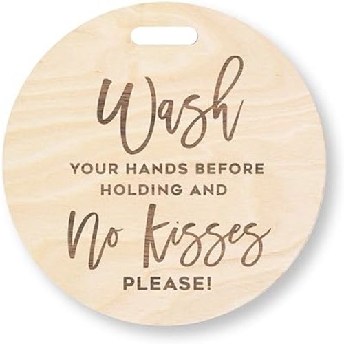 Please Do Not Touch or Kiss Baby Sign, Wood Please Do Not Touch Baby Sign, Wooden No Touching Baby Car Seat Sign or Stroller Tag, Do Not Touch Sign for Newborn Baby, New Baby Sign, New Born Sign