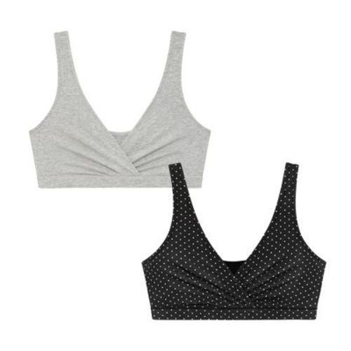 Motherhood Maternity Women's Maternity Cotton Wrap Front Nursing Sleep Bralette, 2-Pack