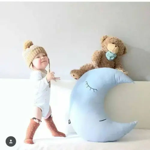 Baby Pillow Infantil Toddler Moon Sleep Pillow Baby Bed Toy Cute Kids Portable Bedroom Bedding Set Baby Room Decor