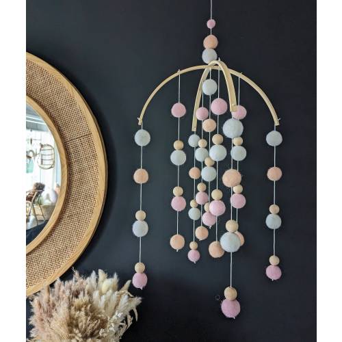 Baby mobile, Baby girl mobile, custom made mobile, Pink baby girl mobile, baby girl musical mobile, baby girl nursery, cot baby mobile