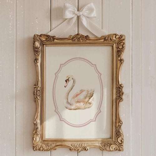 Swan nursery print, girl nursery prints swan, Vintage Nursery Decor, vintage nursery wallart, vintage nursery print, pink swan nursery
