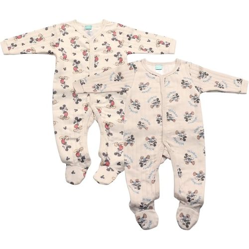Magic Threadz Disney Clothes Baby Boys 2-Pack Quilted Footed Coveralls Mickey Mouse, Winnie the Pooh and Dumbo (0/3M-6/9M)