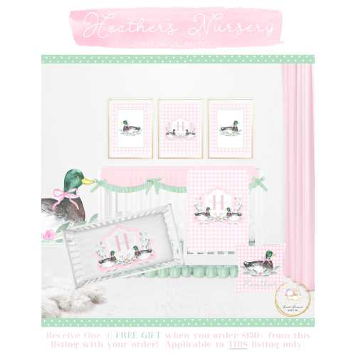 Baby Girl Crib Bedding Set, Mallard Duck Crib Bedding Set, Baby Girl Duck Hunting Nursery, Pink Plaid Nursery Decor, Duck Baby Bedding Girl