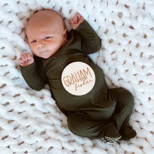 Solid Olive Bamboo Zipper Footie