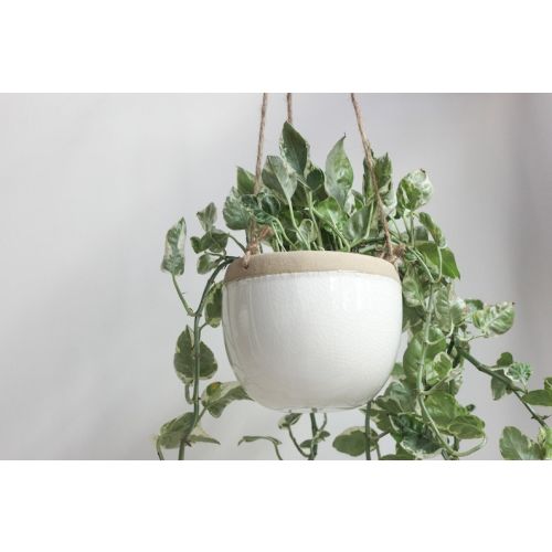 Large Ceramic Hanging Modern Boho Planter Pot in White and Beige - Etsy