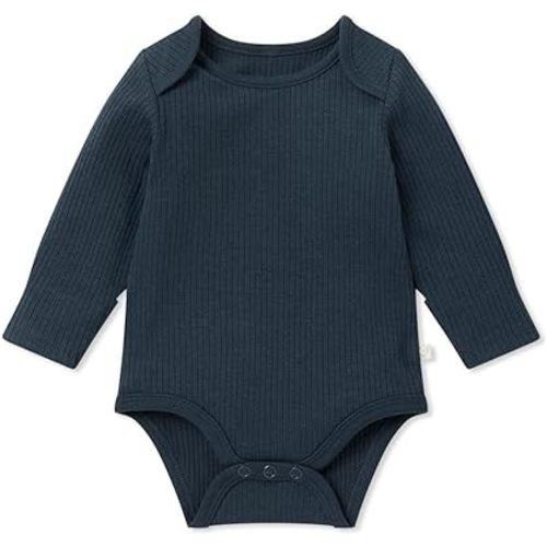 MORI Baby Unisex Long Sleeve Bodysuit with Envelope Neck - Comfortable Fit Casual Toddler Romper for Boys and Girls