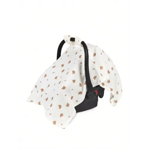 1pc Bear Pattern Baby Carrying Basket Cover, Made Of Breathable Cotton And Sunshade | SHEIN USA