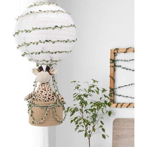 Safari Hot Air Balloon Decor Handmade Jungle Hot Air Balloon Nursery Decor Lampshade Nursery Light Shade Include Giraffe for Hanging Room Birthday Party Baby Shower Decorations Gift