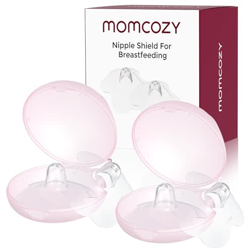 Momcozy Nipple Shield, Floral Contact Nipple Shield for Breastfeeding Moms with Flat or Inverted Nipples, Made Without BPA/BPS (2 Pairs, 17mm)