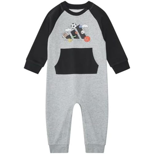 adidas baby-boys Long Sleeve Color Block French Terry Coverall