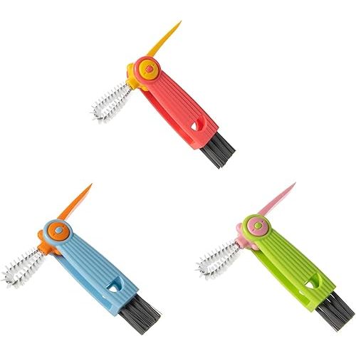 Chemimoso 3 in 1 Cup Lid Gap Cleaning Brush Set, Multifunctional Water Baby Bottle Cleaning Tools, Home Kitchen Crevice Cleaning Tools, 3Pcs