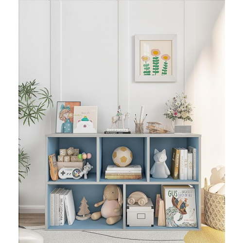 Montessori Toy Storage Shelf, Kids Toy and Book Storage Organizer with Cube Shelves for Kids Room Playroom Livingroom, White