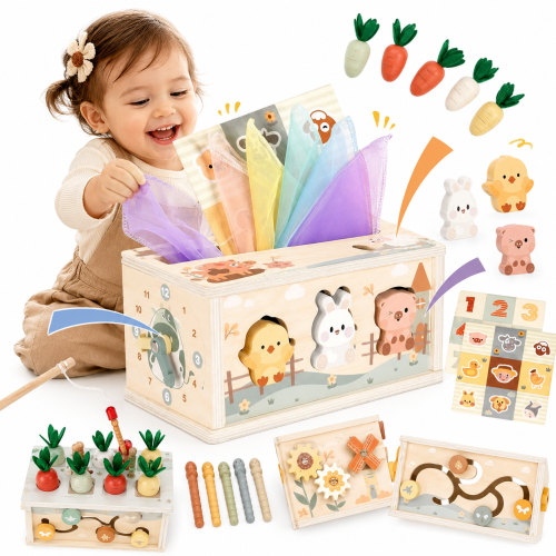 Montessori Wooden Toys for Toddlers – Baby Tissue Box Toy – Joyreal