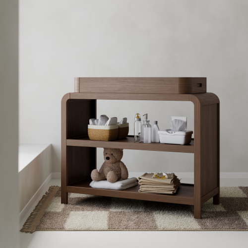Storkcraft Santos Changing Table with Removable Infant Changing Table Topper, Hazelnut