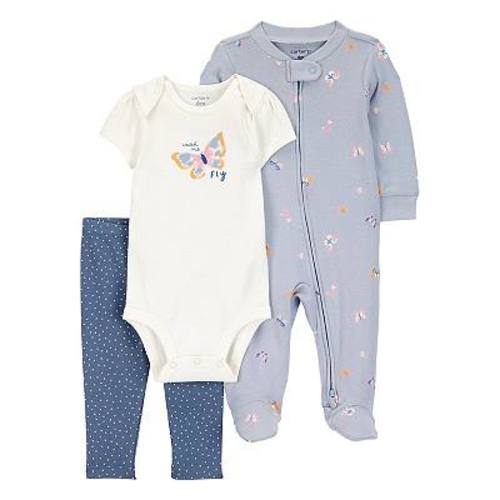 Baby Girls Carter's 3-pc. Butterfly Bodysuit, Pajama, & Leggings Set