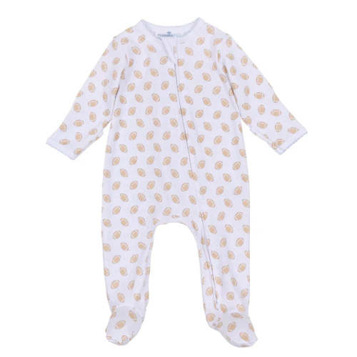 Touchdown Cutie Printed Footie With Zipper - Light Blue