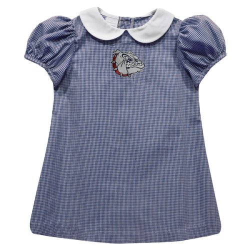 Girls Infant Vive La Fete Navy Gonzaga Bulldogs Gingham Puffy A-Line Dress