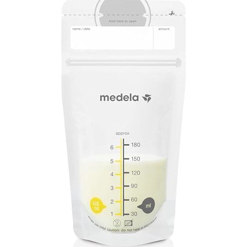 Medela Breastmilk Storage Bags, 200 Count, Ready to Use Breast Milk Storing Bags for Breastfeeding, Self Standing Bag, Space Saving Flat Profile, Hygienically Pre-Sealed, 6 Ounce