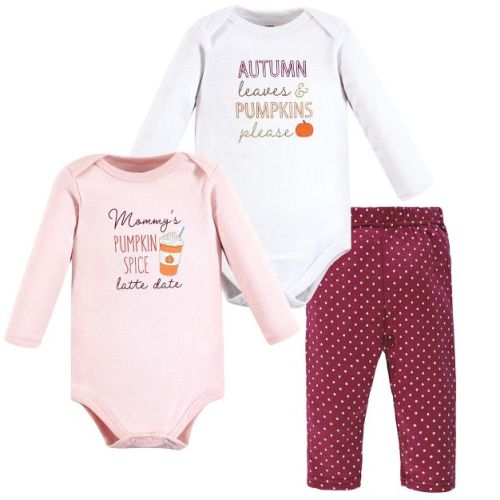 Hudson Baby Infant Girl Cotton Bodysuit and Pant Set, Pumpkin Spice Date, 6-9 Months
