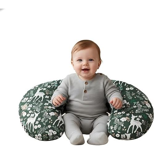 Little Grape Land Nursing Pillow for Breastfeeding, Soft and Supportive Breastfeeding Pillow for Mom and Baby, Cute Feeding Pillow with Removable Cover for 0–12 Months(Deer)