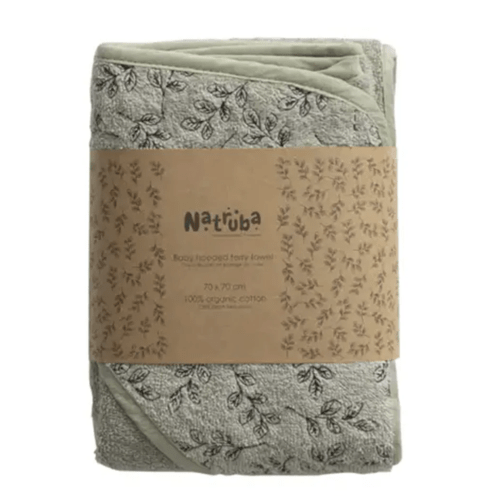 Cotton Floral Hooded Towel - Green