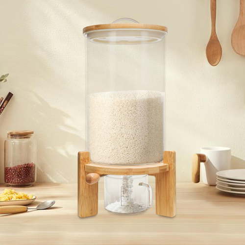 7.5L Rice Dispenser Rice Cereal Bean Oatmeal Airtight Storage Glass Container for Storing Rice, Flour, Nuts, Coffee Beans