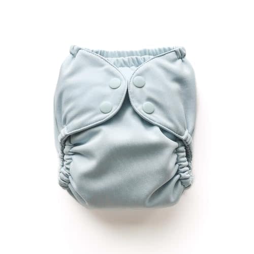 Esembly Cloth Diaper Cover - Reusable Swim Diaper, Waterproof, Breathable - Adjustable Outer Layer Over Absorbent Inner for Blowout Protection - Mist, Size 2 (18-35lbs)