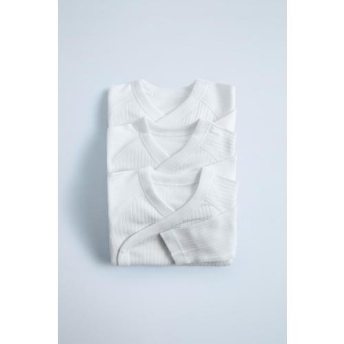 THREE-PACK OF BASIC KIMONO LONG SLEEVE BODYSUITS - White | ZARA United States
