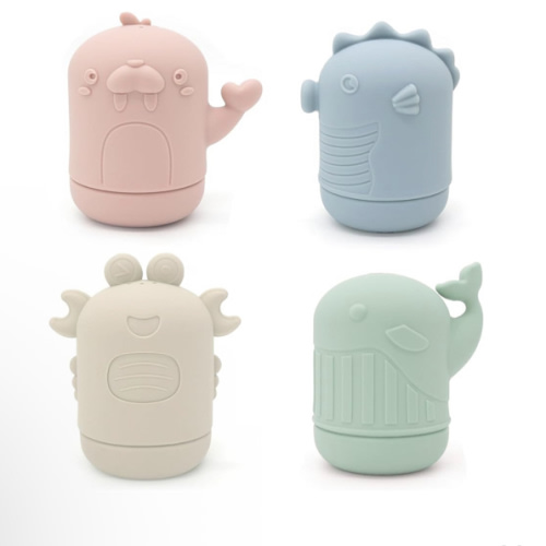 Ginbear Silicone Baby Bath Toys, Non-Toxic Mold Free Infant Squirty Bathtub Toys for Toddlers 6 Months+, Pack of 4 (Marine)