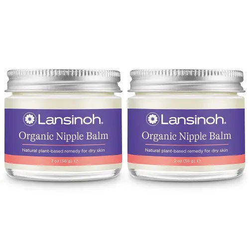 Lansinoh Organic Nipple Butter, 2 Count of 2 oz Jars, Safe for Breastfeeding Baby, Soothing Postpartum & Nursing Care for Moms, 4 oz Total