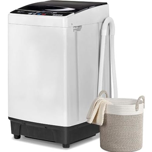 Winado 2 in 1 Full Automatic Washing Machine, 15.6Lbs Top Load Portable Washer with Drain Pump, 10 Wash Programs 8 Water Level Washer and Dryer Combo, for Apartments, RV, Camping