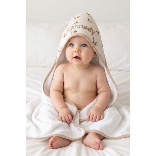 Embroidered Bamboo Hooded Towel in Little Mallard | Caden Lane