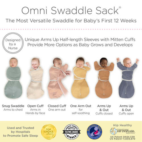 Transitional Swaddle Sack - Arms Up 1/2-Length Sleeves & Mitten Cuffs, – SwaddleDesigns