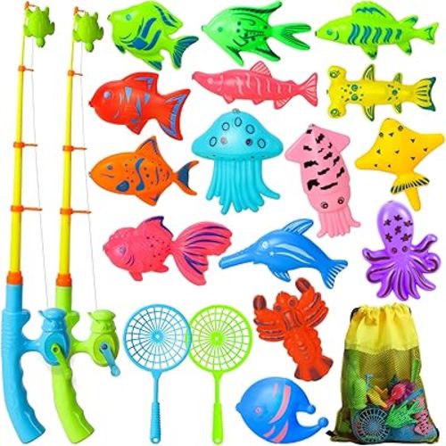 TOY Life Magnetic Fishing Game for Kids 3-5 with 2 Toddler Fishing Poles,Bath Toys for Kids Ages 1-3, 3 Years Old Magnetic Toys for Toddlers,