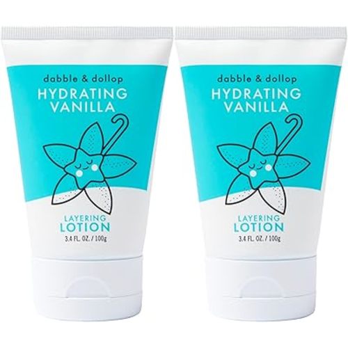Dabble & Dollop Vanilla Lotion, Layering Lotion, Hydrating Scented Lotions for Kids, Dermatologist Tested, Vegan & Cruelty-Free (3.4oz, Pack of 2)