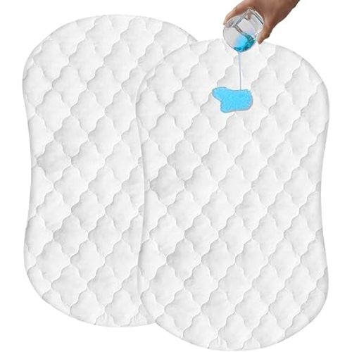 Bamuho Halo Waterproof Bassinet Mattress Protector, 2 Pack Bassinet Mattress Pad Cover Compatible with Halo Bassinest Swivel Sleeper 3.0, Envelope Closure Style - White 31"x18"