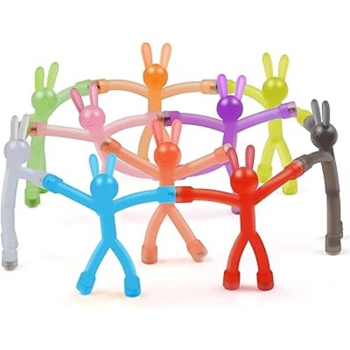 10Pcs Magnetic Bunny Men Travel Toys for Toddlers Kid Girls ADHD Quiet Airplane Travel Activities Essential Toy Magnets Rabbit Fidget Toys Adults Autism Cool Gadget for Office Desk Classroom Prizes