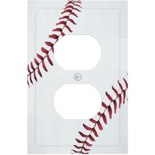 Outlet Covers Baseball Pattern Wall Plate 1 Gang Duplex Wall Plate Decorative Switch Plates Electrical Receptacle Faceplate Light Switch Cover for Bedroom Bathroom Decor