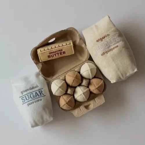 Handmade Felt Baking Ingredients Set – Play Flour, Sugar, Eggs, Butter, Baking Pans