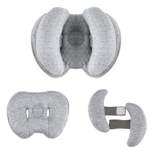 2 in 1 Baby Support Pillow, Adjustable Banana Shape Baby Neck Head Travel Pillow Stroller Insert Cushion for Kids, Toddler, Gray