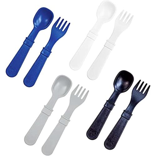 Amazon.com: Re-Play Toddler Forks and Spoons Set - 4x4 Utensils Set for Kids - Dishwasher and Microwave Safe - Made in USA - Pack of 8-5.8" x 1.2" x 0.2" - Princess : Baby