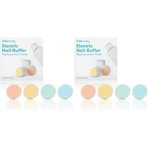 Frida Baby Electric Nail Buffer Replacement Pads | Safe + Easy Grooming, Trimming, and Nail Filing for Newborn, Toddler, or Children's Fingernails and toenails, 4 Buffer Pads (Pack of 2)